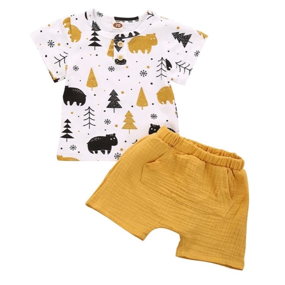 Toddler Bearific Lien Short Set
